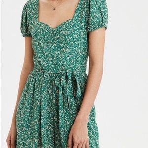 American Eagle Green Floral Romper